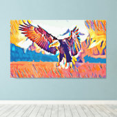 ソアリング素晴らしイーグル抽象芸術アニマルアート キャンバスプリント (インサイチュ (ウッドフロア))