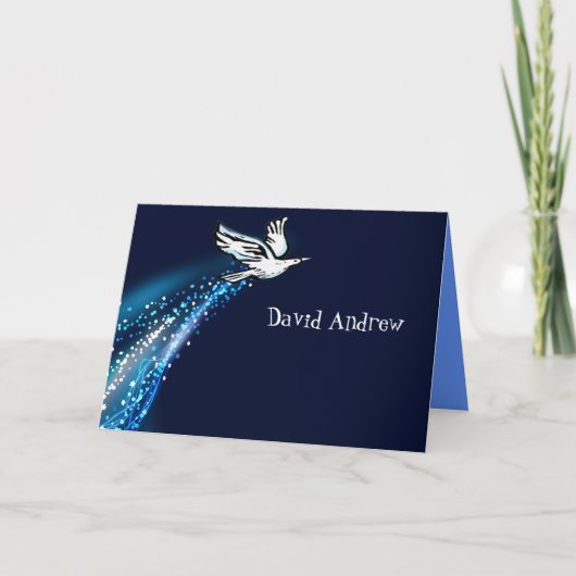 ソアリング鳩の折り畳みサンキューカード ノートカード (正面)