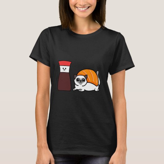 ソイシャム猫の寿司 Tシャツ (正面)