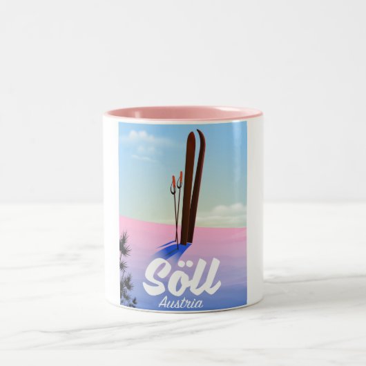 ソイル、オーストリア・スキー旅行ポスター ツートーンマグカップ (中央)