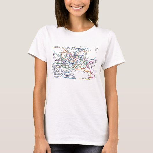 ソウルの地下鉄の地図ベビードールによって合われるT Tシャツ (正面)
