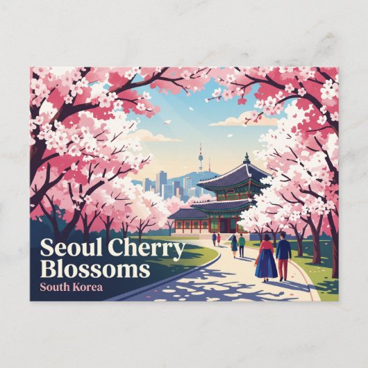 ソウルの桜 韓国 ポストカード (正面)