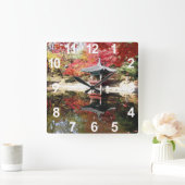 ソウルの秋の日本人の庭 スクエア壁時計 (ホーム)