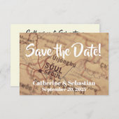 ソウルの韓国 ヴィンテージマップ セーブザデート (正面/裏面)