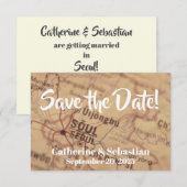 ソウルの韓国 ヴィンテージ地図 セーブザデート (正面/裏面)