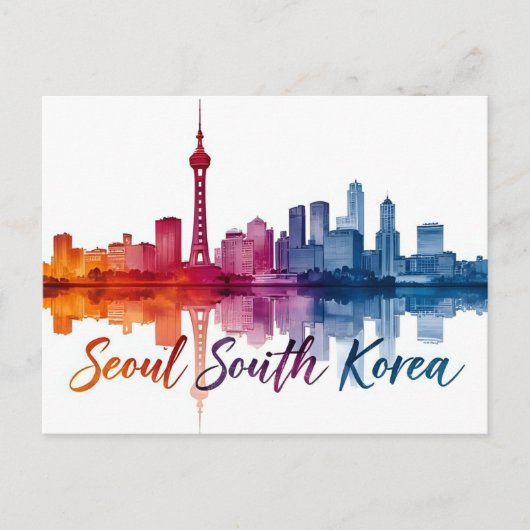 ソウルの韓国 水彩画 旅行 アート ポストカード (正面)