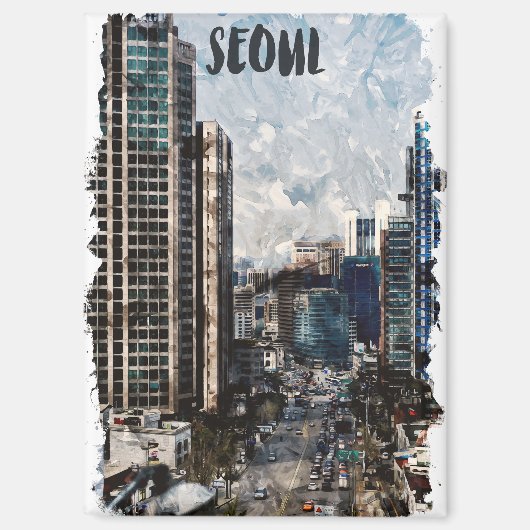 ソウルカラフル韓国シティスケープ旅行 マグネット (正面)