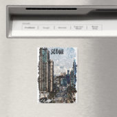 ソウルカラフル韓国シティスケープ旅行 マグネット (インサイチュ (食洗機))