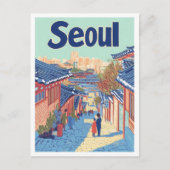 ソウルサウスコリアアートヴィンテージトラベルイラストレーション ポストカード (正面)
