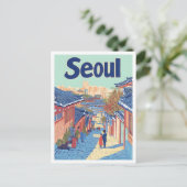 ソウルサウスコリアアートヴィンテージトラベルイラストレーション ポストカード (スタンド正面)