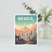 ソウルサウスコリアアートヴィンテージトラベルイラストレーション ポストカード (スタンド正面)