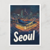 ソウルサウスコリアアートヴィンテージトラベルイラストレーション ポストカード (正面)
