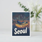 ソウルサウスコリアアートヴィンテージトラベルイラストレーション ポストカード (スタンド正面)