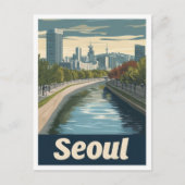 ソウルサウスコリアアートヴィンテージトラベルイラストレーション ポストカード (正面)