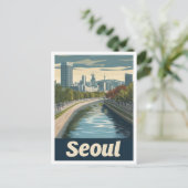 ソウルサウスコリアアートヴィンテージトラベルイラストレーション ポストカード (スタンド正面)