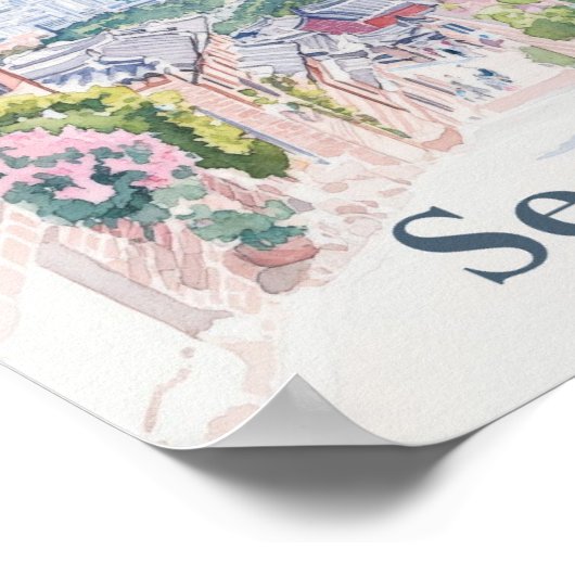 ソウルサウスコリアグーアッシュイラストレーショントラベル ポスター (角)