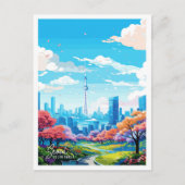 ソウルサウスコリアヴィンテージ旅行イラストレーション ポストカード (正面)