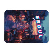 ソウルサンセット：シティー鮮やかスケープ旅行 マグネット (横)