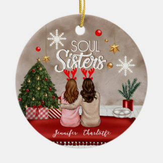ソウルシスタパーソナライズされたス最高のファンドクリスマス セラミックオーナメント
