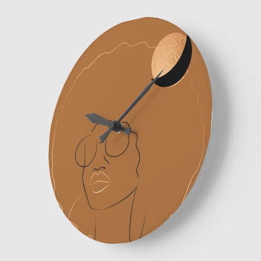 ソウルシスターアフロー金ゴールド ラージ壁時計 (傾斜)