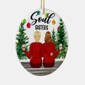 ソウルシスタースクリスマスパ市松模様にンツパーソナライズ セラミックオーナメント (右)