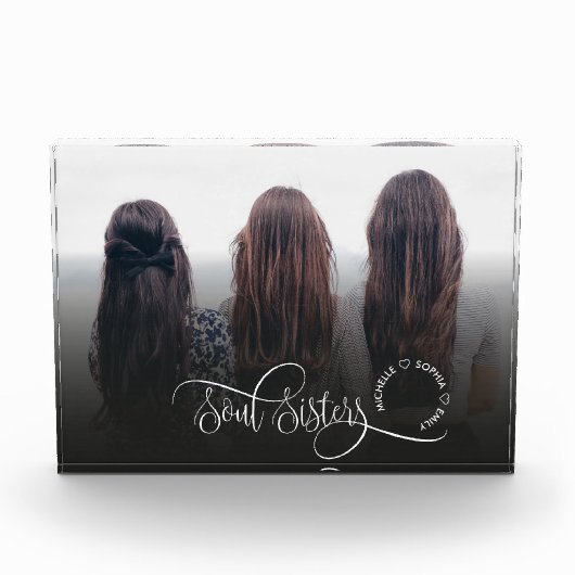 ソウルシスターズモダン可愛い最高の写真友よギフト フォトブロック (正面)