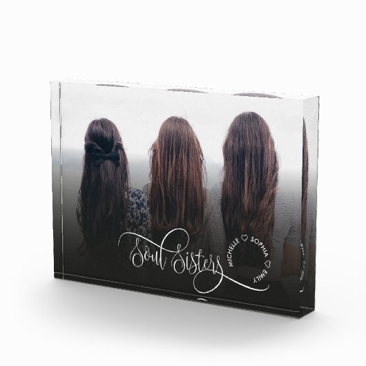 ソウルシスターズモダン可愛い最高の写真友よギフト フォトブロック (右)