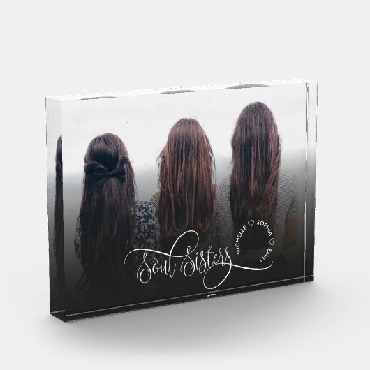 ソウルシスターズモダン可愛い最高の写真友よギフト フォトブロック (左)