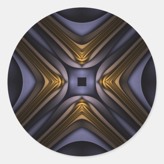 ソウルズエッセンスブルーと金ゴールド抽象芸術 ラウンドシール (正面)