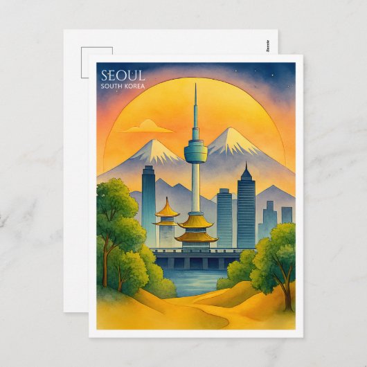 ソウルソウルソウルソウルウォーターカラースカイライン シーズンポストカード (正面/裏面)