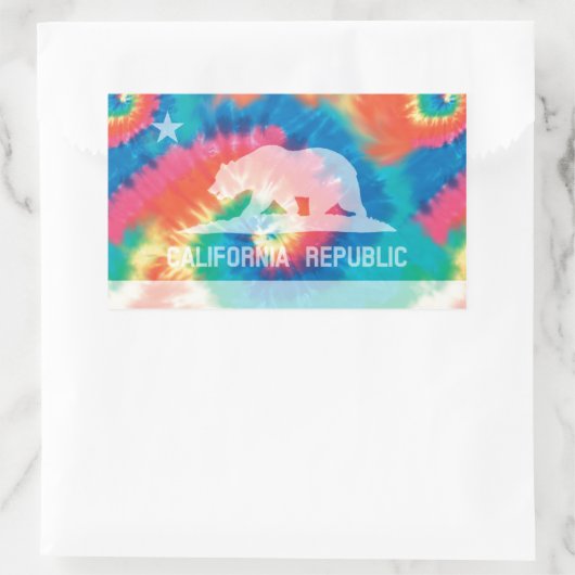 ソウルタイサイケデリック染色カリフォルニア共和国国旗 長方形シール (バッグ)
