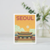 ソウルノースコリア有名なトラベルプレイスイラストレーション ポストカード (スタンド正面)