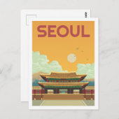 ソウルノースコリア有名なトラベルプレイスイラストレーション ポストカード (正面/裏面)