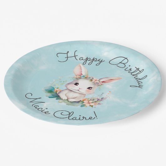 ソウルバニーがバニーの1歳の誕生日パーティーを飾る ペーパープレート (アングル)