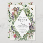 ソウルバニーグリーンリーロームバス子供の誕生日 招待状 (正面/裏面)