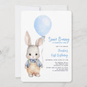 ソウルバニーブルーボーイファースト誕生日 招待状 (正面)