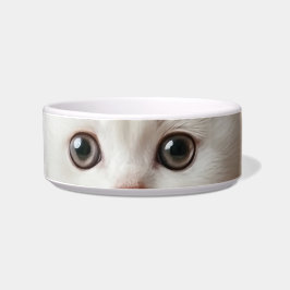 ソウルフルな視線: ミニマリストの白い子猫の陶器 ボウル