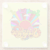 ソウルフルオブサンシャイン – カラフルレトロサン ガラスコースター (裏面)