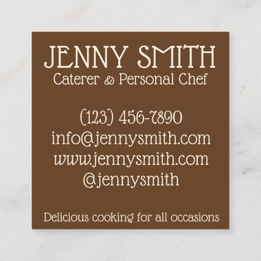 ソウルフードディッシュレストランカテラーシェフグルメ スクエア名刺 (裏面)