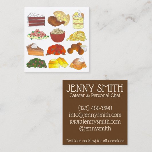 ソウルフードディッシュレストランカテラーシェフグルメ スクエア名刺 (正面/裏面)