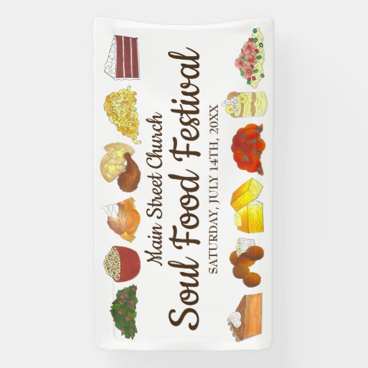 ソウルフードフェスティバルイベントサザンキュイジーヌ料理 横断幕 (縦)