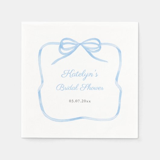 ソウルブルーコケットボウブライダルシャワーパーティー スタンダードカクテルナプキン (正面)