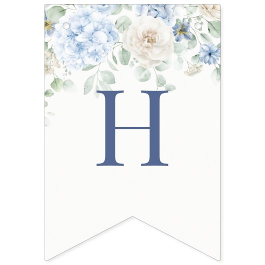 ソウルブルーフローラアジサイ誕生日 バンティングフラッグ (第2の旗)