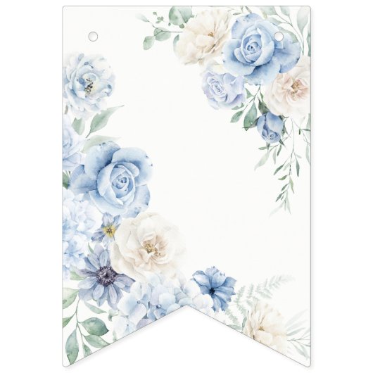 ソウルブルーフローラアジサイ誕生日 バンティングフラッグ (第1の旗)