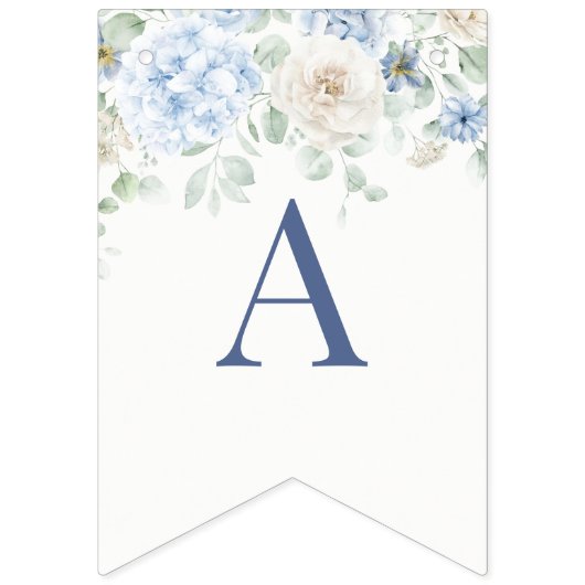 ソウルブルーフローラアジサイ誕生日 バンティングフラッグ (第3の旗)