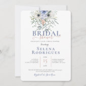 ソウルブルーブーケイラストレーションブライダルシャワー 招待状 (正面)