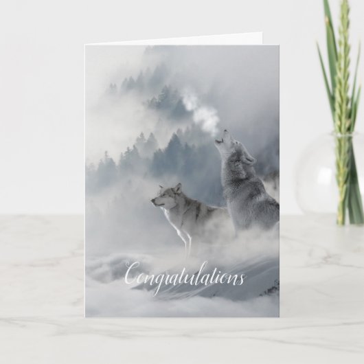 ソウルメイトオオカミのウェディングカード（縦） カード (正面)