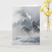 ソウルメイトオオカミのウェディングカード（縦） カード (黄色い花)