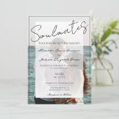 ソウルメイト写真結婚式招待状 | 白のオーバーレイ 招待状 (スタンド正面)