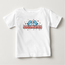 ソウルメイト: かわいい青い鳥の淡い色の愛 ベビーTシャツ